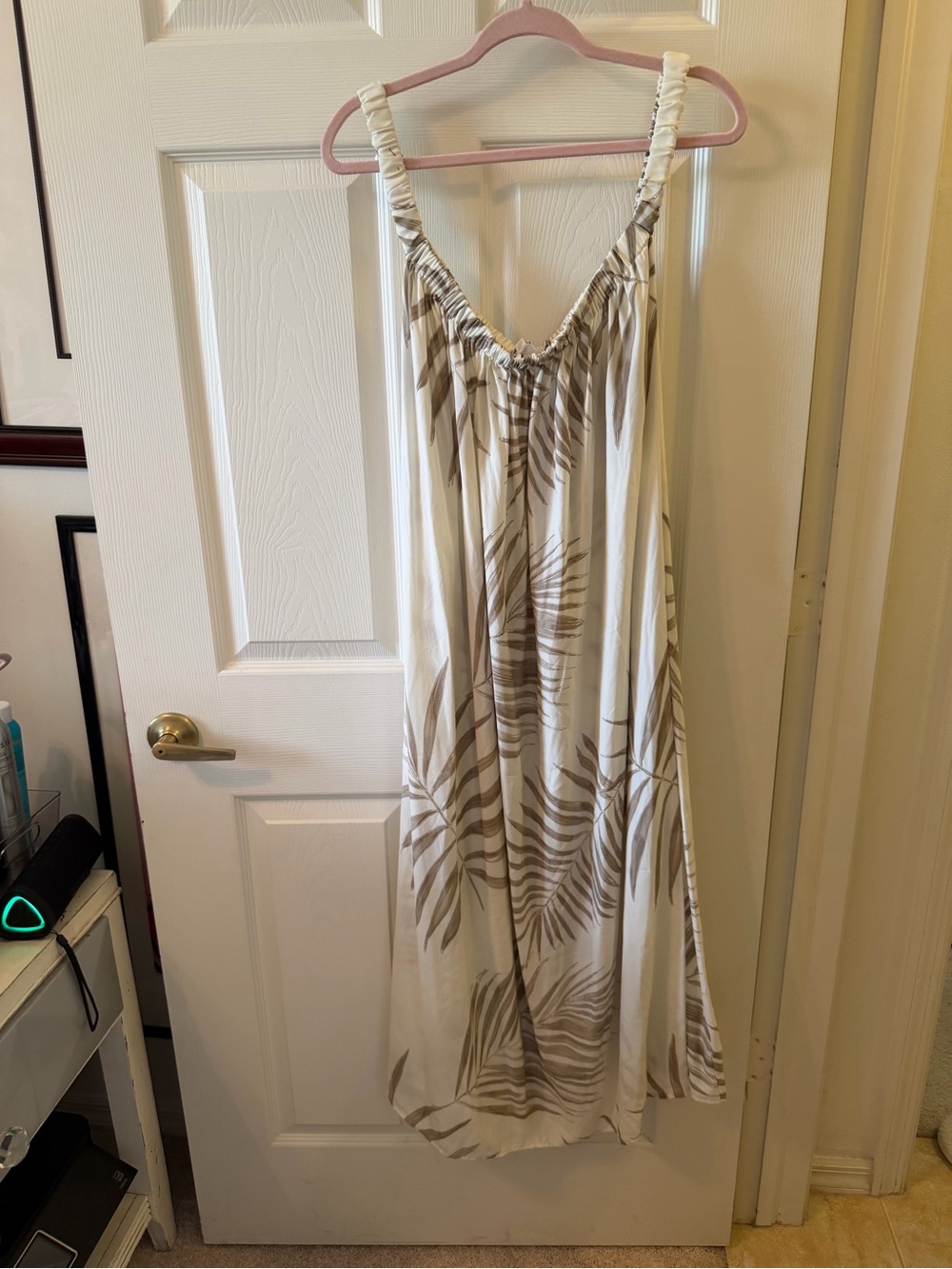 BB Dakota by Steve Madden Cream Maxi Dress with Taupe Palm Print